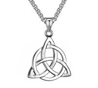 TQWSVUM Collar Colgante Acero Inoxidable Celtic Knot Triquetra para Hombres Mujer -Vintage Hollow out Irish Knot Amuleto Clavícula Cadena - Joyería Collar de Nudo Trinitario de Metal Hecho A Mano