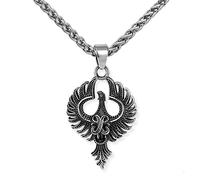 TQWSVUM Collar Colgante Fénix -Hombres Mujeres Acero Inoxidable Vintage Phoenix Animal Talisman -Moda Hip Hop Rock Biker Charm Punk Phoenix Head Jewelry