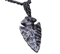 TQWSVUM Collar con Colgante de Lanza de Vegvisir Vikingo para Hombre, Símbolos de Runas de Brújula Nórdica, Amuleto Pagano, Joyería de Tótem de Protección Vintage de la Edad Media de Moda