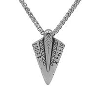 TQWSVUM Collar con Colgante de Punta de Flecha Y Runa Vikinga para Hombre -Collar Acero Inoxidable Vintage con Cabeza Lanza Odín Nórdico -Mitología Nórdica Amuleto Pagano Joyería Ropa de Call