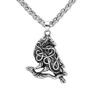 TQWSVUM Collar de Cuervo para Hombres - Mitología Nórdica Odín Cuervo Collar Vikingo - Nudo Celta de Acero Inoxidable Cuervo Amuleto Colgante Suéter Cadena Joyería Regalo