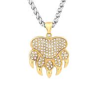 TQWSVUM Collar de Garra de Oso De Acero Inoxidable, Hombres Mujeres Hip Hop Diamond Bear Paw Colgante Amuleto, Suéter Clavícula Cadena Vintage Moda Encanto Animal Joyería Regalo