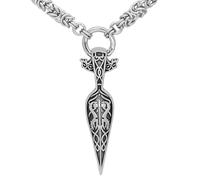 TQWSVUM Collar de Lanza Gungnir de Odín Vikingo para Hombre - Colgante Nórdico de Punta de Flecha de Acero Inoxidable con Cadena Bizantina - Joyería Pagana de Cadena Gruesa Vintage Hecha A Mano