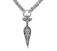 TQWSVUM Collar de Lanza Gungnir de Odín Vikingo para Hombre - Colgante Nórdico de Punta de Flecha de Acero Inoxidable con Cadena Bizantina - Joyería Pagana de Cadena Gruesa Vintage Hecha A Mano