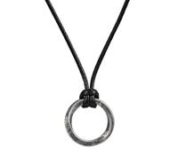 TQWSVUM Collar de Runas Vikingas Nórdicas con Cadenas de Cuero Trenzado Ajustables para Hombre Y Mujer - Amuleto Colgante Vintage de Acero Inoxidable Hecho A Mano con Forma de Lazo Redondo