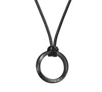 TQWSVUM Collar de Runas Vikingas Nórdicas con Cadenas de Cuero Trenzado Ajustables para Hombre Y Mujer - Amuleto Colgante Vintage de Acero Inoxidable Hecho A Mano con Forma de Lazo Redondo