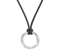 TQWSVUM Collar de Runas Vikingas Nórdicas con Cadenas de Cuero Trenzado Ajustables para Hombre Y Mujer - Amuleto Colgante Vintage de Acero Inoxidable Hecho A Mano con Forma de Lazo Redondo
