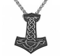 TQWSVUM Collar de Talismán Martillo del Vikingo Nórdico Thor's - Collar Colgante Celtic Mjolnir de Acero Inoxidable para Hombres -Hecho A Mano Vintage Celtic Knot Odin Crow Totem Jewelry Gift