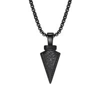 TQWSVUM Collares con Colgante de Flecha Y Runa Vikinga para Hombre -Amuleto Nórdico Vintage de Acero Inoxidable con Punta de Lanza -Joyería de Protección para la Personalidad Estilo Rapero Gótico