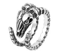 TQWSVUM Hombre Acero Inoxidable Oveja Cabeza de Cabra Cráneo Anillo Gótico, Vintage Punk Charm Animal Anillo de Dedo Abierto Ajustable, Edad Media Joyería Steampunk Accesorio de Halloween