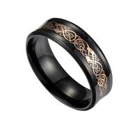 TQWSVUM Hombre Anillo Vikingo Celtic Dragon Femenino -Anillo de Compromiso de Acero Inoxidable de 8 MM - Anillo Pirata Nórdico Hecho A Mano Pulido Comodidad Ajuste US Tamaño 7-13