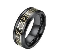 TQWSVUM Hombres Mujeres Viking Elder Futhark Ring, Acero Inoxidable Fashion Band Anillo de Pulgar, Hip Hop Vintage Celtic Pagan Amulet Joyería Nórdica Tamaño 7-12
