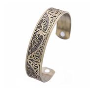 TQWSVUM Hombres Mujeres Viking Tree of Life Bangle, Pulsera de Nudo Celta Nórdico Yggdrasil, Metal Hecho A Mano Vintage Irish Knot Totem Ajustable Cuff Bangle Jewelry
