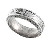TQWSVUM Hombres Mujeres Vikingo Vintage Árbol de la Vida Anillo - Runas Nórdicas Nudo Celta Yggdrasil Anillo de Sello - Acero Inoxidable Futhark Runas Boda Banda Moda Pareja Joyería