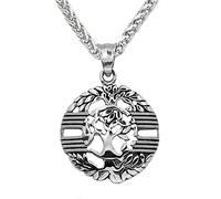 TQWSVUM Hombres Vikingo Árbol de la Vida Colgante Collar, Amuleto de Tótem Yggdrasil de Acero Inoxidable Hecho A Mano, Mito Nórdico Gótico Medieval Vintage Clavicle Cadena Joyería Pagana
