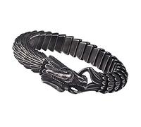 TQWSVUM Nordic Men Pulsera Vikinga de Cadena de Eslabones de Dragón de Acero Inoxidable, Pulsera de Amuleto de Animales Pulido Pulido Hecho A Mano, Vintage Punk Bangles Biker Joyería Regalo