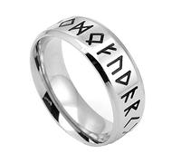 TQWSVUM Nordic Men's Stainless Steel Viking Circle Ring, Hecho A Mano Pulido Odin Amuleto Anillo del Pulgar, Chicos de la Edad Media Encanto Band Joyería Escandinava