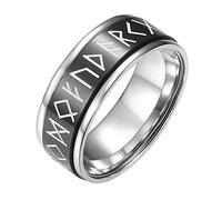 TQWSVUM Nordic Viking Anillo Luminoso Giratorio, Joyería de Amuleto de Tótem Rúnico Futhark de Acero Inoxidable Para Hombres, Alianza de Boda de Estilo Gótico Punk Vintage Pagano Celta