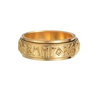 TQWSVUM Nordic Viking Spinner Ring, Hombres Mujeres Anillos de Banda Giratoria de Acero Inoxidable, Hecho A Mano 8MM Futhark Promise Ring Amulet Jewelry