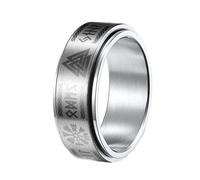 TQWSVUM Nordic Viking Thor's Hammer Anillo Giratorio - Hombres Mujeres Acero Inoxidable Mjolnir Spinner Ring - Celtic Pagan Gothic Vintage Punk Amulet Thumb Ring