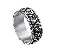 TQWSVUM Nudo Celta Nórdico Triqueta Anillo - Hombres Mujeres Viking Acero Inoxidable Irish Knot Anillo de Boda - Hecho A Mano Pulido Unisex Moda Vintage Hip Hop Biker Joyería