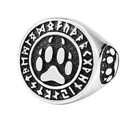 TQWSVUM Pirata Nórdico Vikingo Oso Anillo de Pata Para Los Hombres, Acero Inoxidable Vikingo Guerrero Berserker Círculo Anillo, Vintage Oso Garra Tótem Pagan Animal Amuleto Joyería Celta