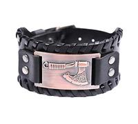 TQWSVUM Pulsera Axe para Hombre Mujer -Pulsera de Cuero con Nudo Celta de Hacha Vikinga -Amuleto Nórdico Pagano Ancho Trenzado Pulsera Talismán Joyería