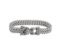 TQWSVUM Pulsera Vikinga Odín Cuervos/Serpiente/Cabeza de Lobo para Hombre - Pulsera Cadena Eslabones Malla Acero Inoxidable - Regalo de Joyería Declaración Animales Nórdicos Moda Gótica(Wolf_19CM)