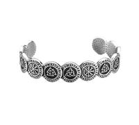 TQWSVUM Pulsera Vikinga para Hombre - Brazalete con Nudo Celta Valknut con Brújula Y Runas Nórdicas - Pulsera de Acero Inoxidable Pulido A Mano con Amuleto Pagano Celta Joyería de Moda