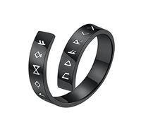 TQWSVUM Runa vikinga nórdica ajustable anillo abierto,Hombres Mujeres Elder Futhark Rune Ring, Amuleto pagano de acero inoxidable Joyería nórdica vintage