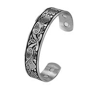 TQWSVUM Viking Celtic Knot Odin Crow Pulsera - Nórdico Hombres Mujeres Acero Inoxidable Cuervo Brazalete - Hecho A Mano Hip Hop Gótico Animal Amuleto Pirata Pagan Joyería