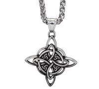TQWSVUM Viking Celtic Triquetra Knot Collar para Hombres Mujeres - Colgante de Nudo del Triángulo Celta Irlandés de Acero Inoxidable Nórdico - Hecho A Mano Hollow out Trinity Knot Amuleto Joyería