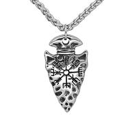 TQWSVUM Viking Compass Spear Head Collar Colgante, Nordic Vegvisir Dual Color Acero Inoxidable Cabeza De Lanza Talismán, Gothic Fashion Vintage Punk Jewelry Gift para Hombres Mujeres