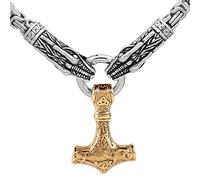TQWSVUM Viking Dragon Heads Thor's Hammer Colgante Collar - Hombre Acero Inoxidable Mjolnir King Chain Jewelry - Nordic Celtic Pagan Amulet Regalo del Día del Padre