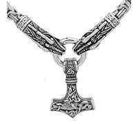 TQWSVUM Viking Dragon Heads Thor's Hammer Colgante Collar - Hombre Acero Inoxidable Mjolnir King Chain Jewelry - Nordic Celtic Pagan Amulet Regalo del Día del Padre