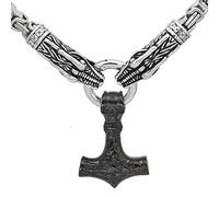 TQWSVUM Viking Dragon Heads Thor's Hammer Colgante Collar - Hombre Acero Inoxidable Mjolnir King Chain Jewelry - Nordic Celtic Pagan Amulet Regalo del Día del Padre