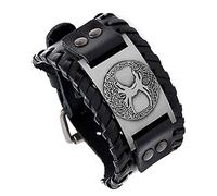 TQWSVUM Viking Tree of Life Brazalete de Cuero para Hombres, Amuleto Nórdico Yggdrasil Pulseras Anchas de Cuero Ajustable, Vintage Gótico Celta Nudo Tótem Pagano Joyería