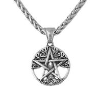 TQWSVUM Viking Tree of Life Pentagram Collar Colgante para Hombres - Nordic Yggdrasil Vintage Hollow out Pentacle Amuleto - Acero Inoxidable Declaración de Moda Party Jewelry Gift