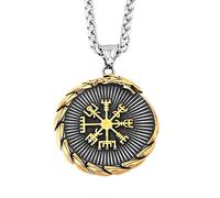 TQWSVUM Viking Valknut Collar, Nordic Vegvisir Brújula de Acero Inoxidable Ouroboros Colgante Collar, Hombres Gótico Vintage Odin Símbolo Amuleto Accesorios de Joyería