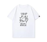 Trabaja Duro para Que mis Mascotas Puedan Vivir Mejor. Camiseta Estampada de Cuello Redondo y Manga Corta para Ropa Informal de Verano.