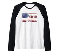 Trabajador de refinería de Campo petrolífero de la Bandera Estadounidense de EE. UU Camiseta Manga Raglan