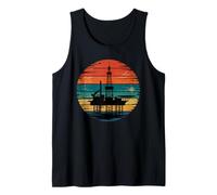 Trabajador retro de la plataforma petrolífera de perforación del campo petrolífero Camiseta sin Mangas