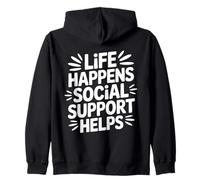 Trabajador Social Cita Life Happens Support Helps Trabajador Sudadera con Capucha