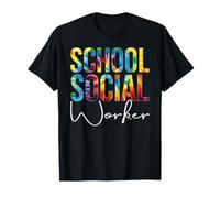 Trabajador Social Escolar de Regreso a la Escuela teñido Anudado Retro arcoíris Camiseta