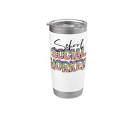 Trabajador Social Escolar Tie Dye Apreciación Trabajo Social Vaso térmico de acero inoxidable de doble pared
