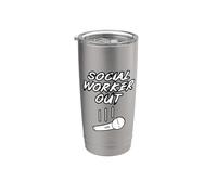 Trabajador Social Jubilado Fuera Retirement Mic Drop Retiring Quote Vaso térmico de acero inoxidable de doble pared