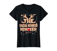 Trabajador Social Reno Divertido Trabajador Social Navidad Camiseta gráfica económica, Mujer, Negro, XS