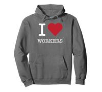 Trabajadores del corazón, Amo a los Trabajadores Sudadera con Capucha, Unisex para Adultos, Asfalto, XL