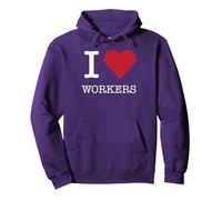 Trabajadores del corazón, Amo a los Trabajadores Sudadera con Capucha, Unisex para Adultos, Morado, S