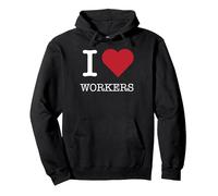 Trabajadores del corazón, Amo a los Trabajadores Sudadera con Capucha, Unisex para Adultos, Negro, XXL